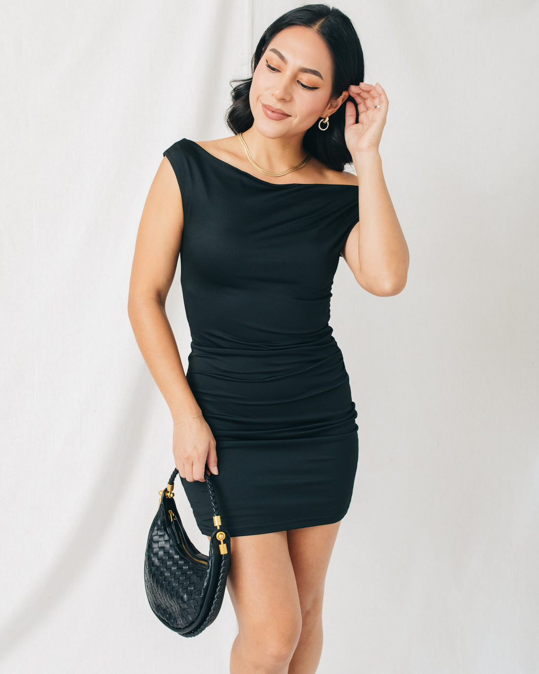 Daniela Off The Shoulder Ruched Mini Dress
