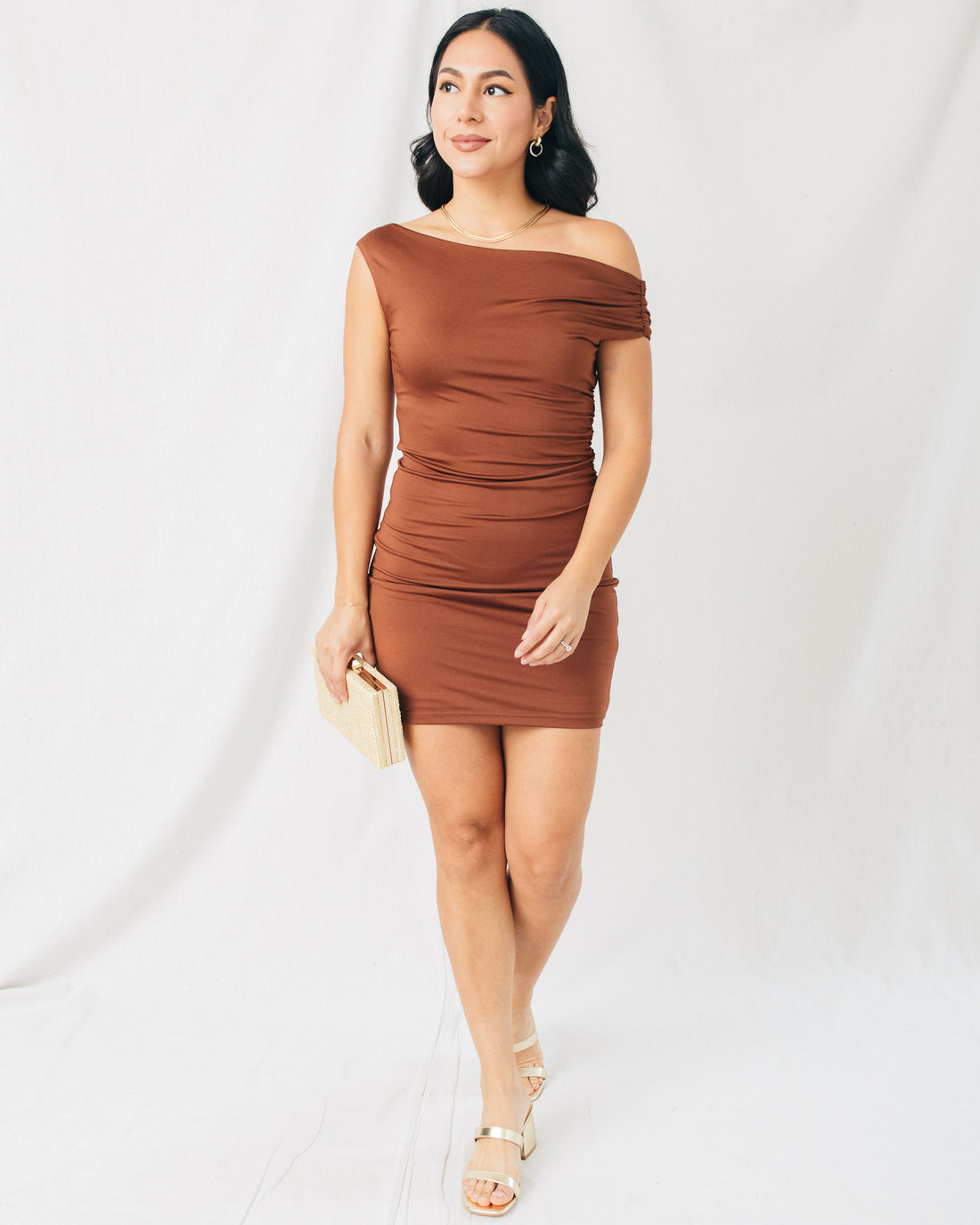 Daniela Off The Shoulder Ruched Mini Dress