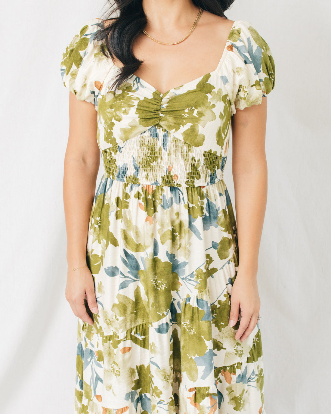 Stacey Smocked Waistband Floral Midi Dress