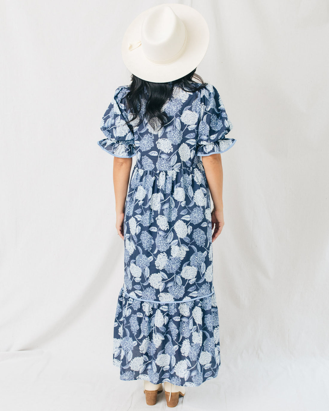 Frankie Puff Short Sleeve Contrast Binding Floral Midi Dress
