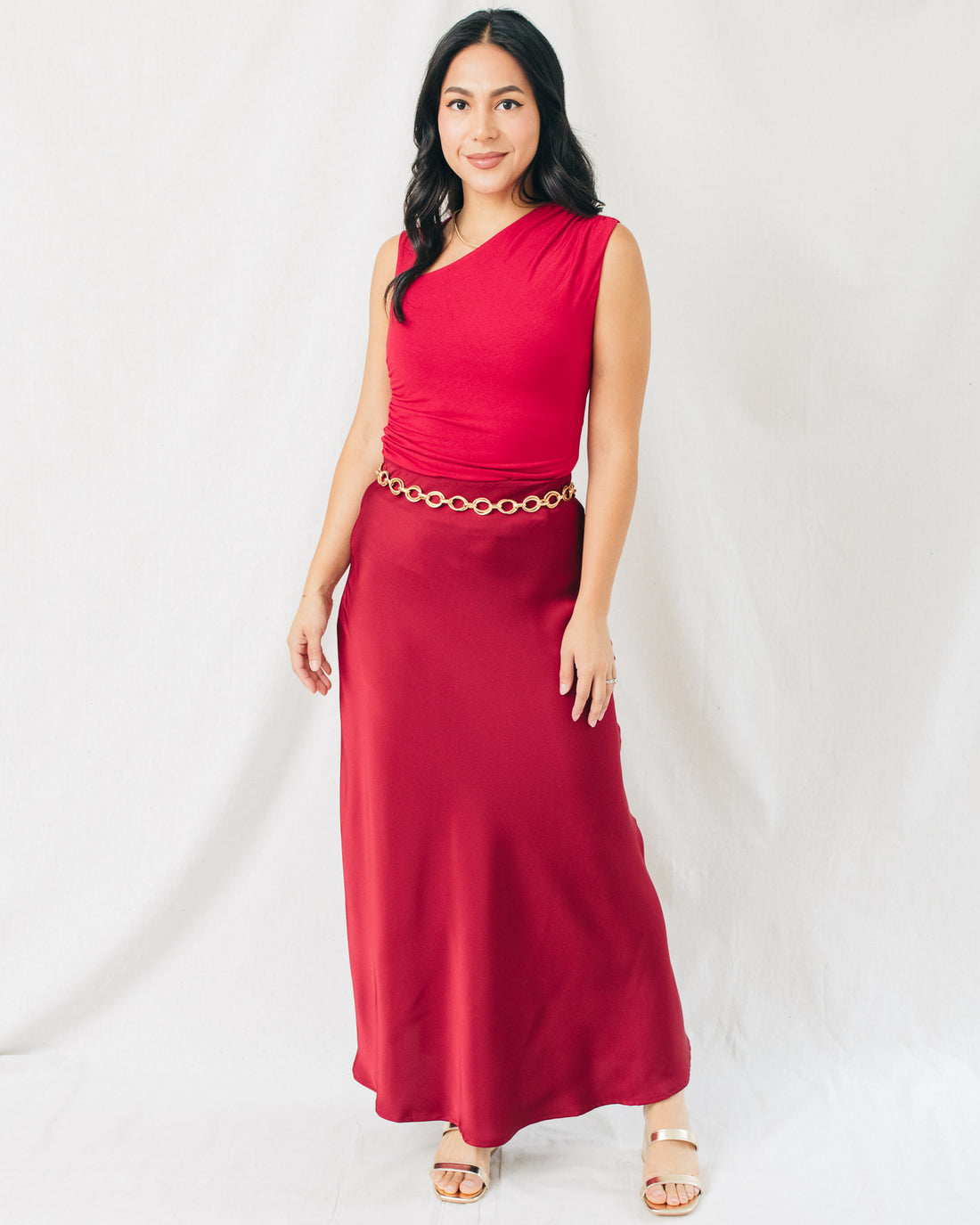 Juliet Bias Cut Satin Maxi Skirt