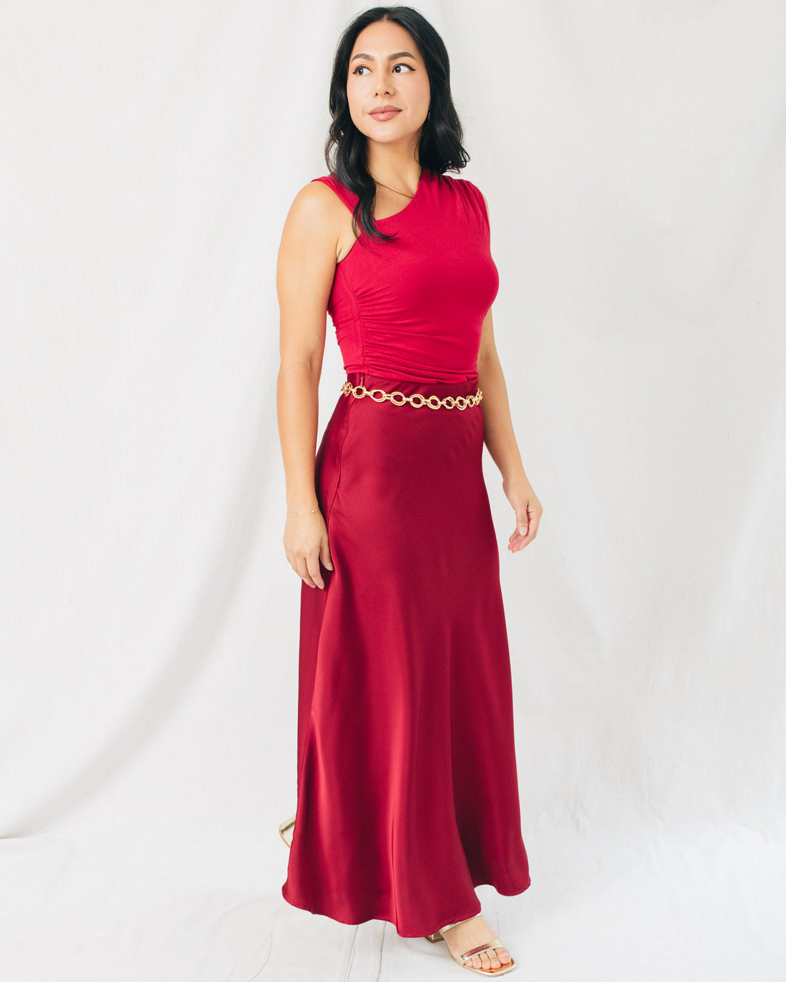 Juliet Bias Cut Satin Maxi Skirt