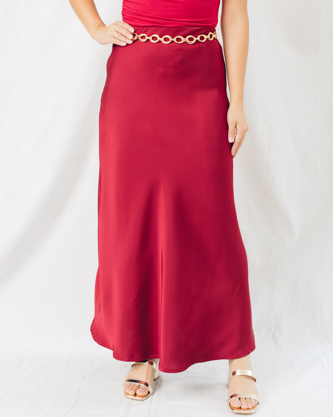 Juliet Bias Cut Satin Maxi Skirt