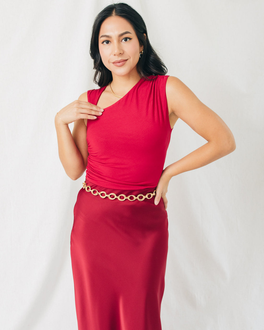Mia Asymmetrical Neckline Ruched Top