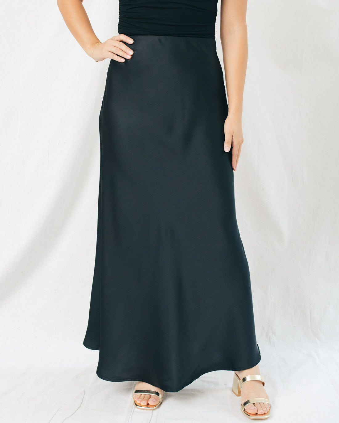 Juliet Bias Cut Satin Maxi Skirt