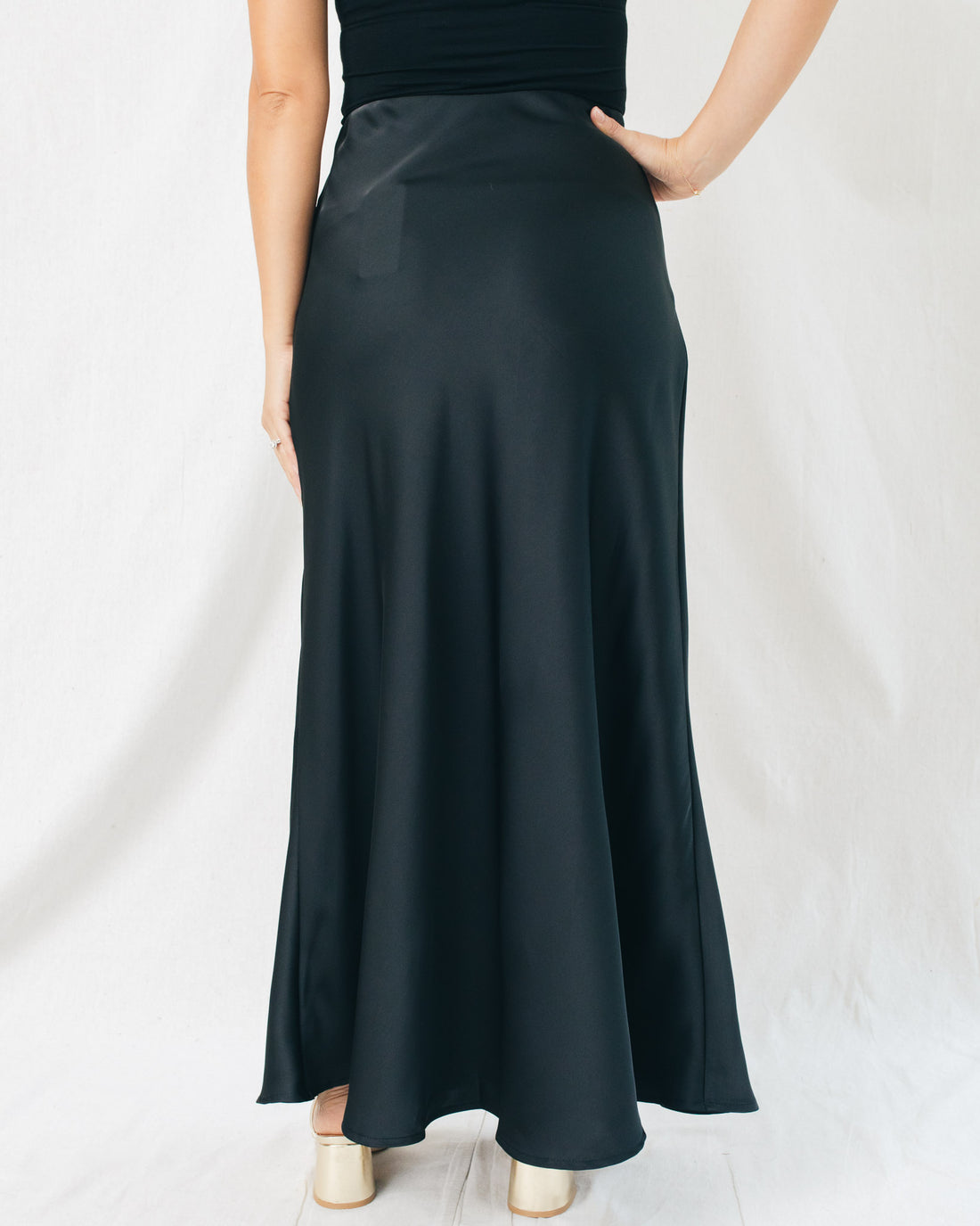 Juliet Bias Cut Satin Maxi Skirt