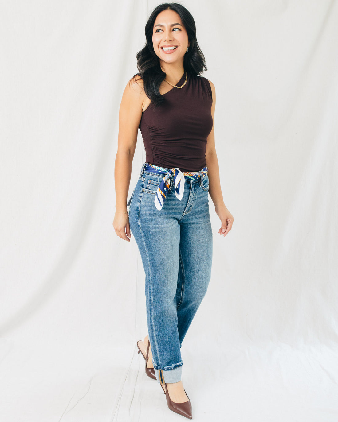 Mia Asymmetrical Neckline Ruched Top
