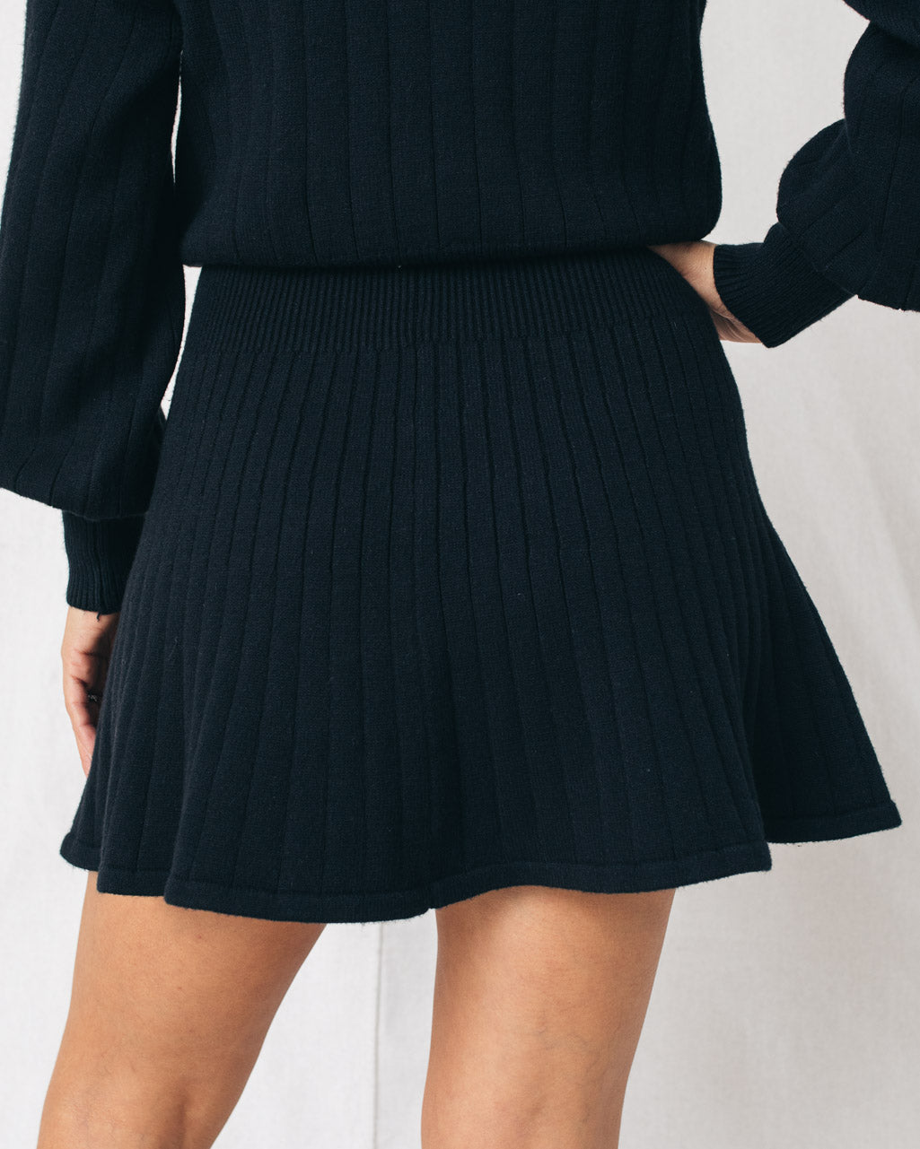 Khloe A Line Pleated Knit Mini Skirt