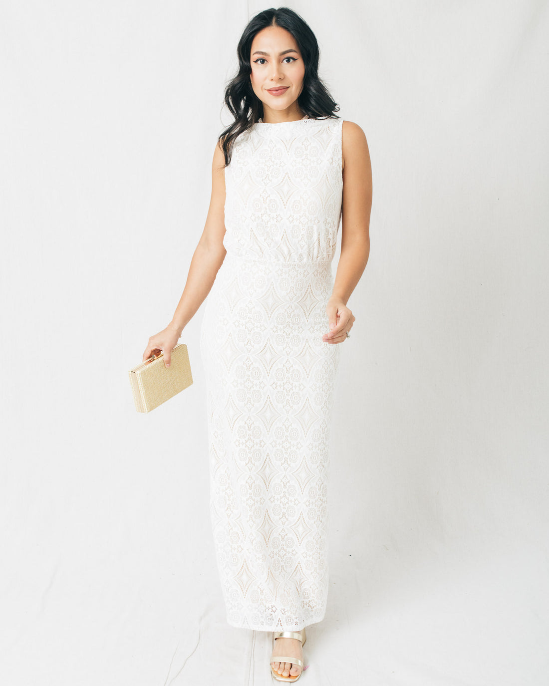 Maya All Lace Low Back Bodycon Midi Dress