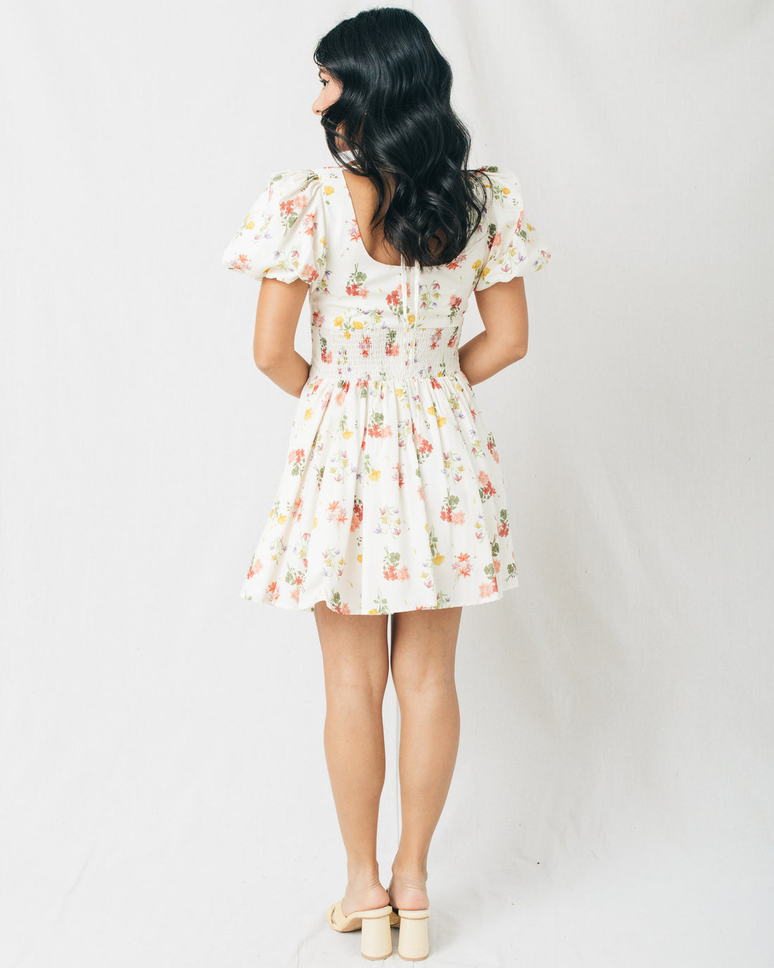 Wrenley Floral Print Square Neck Mini Dress