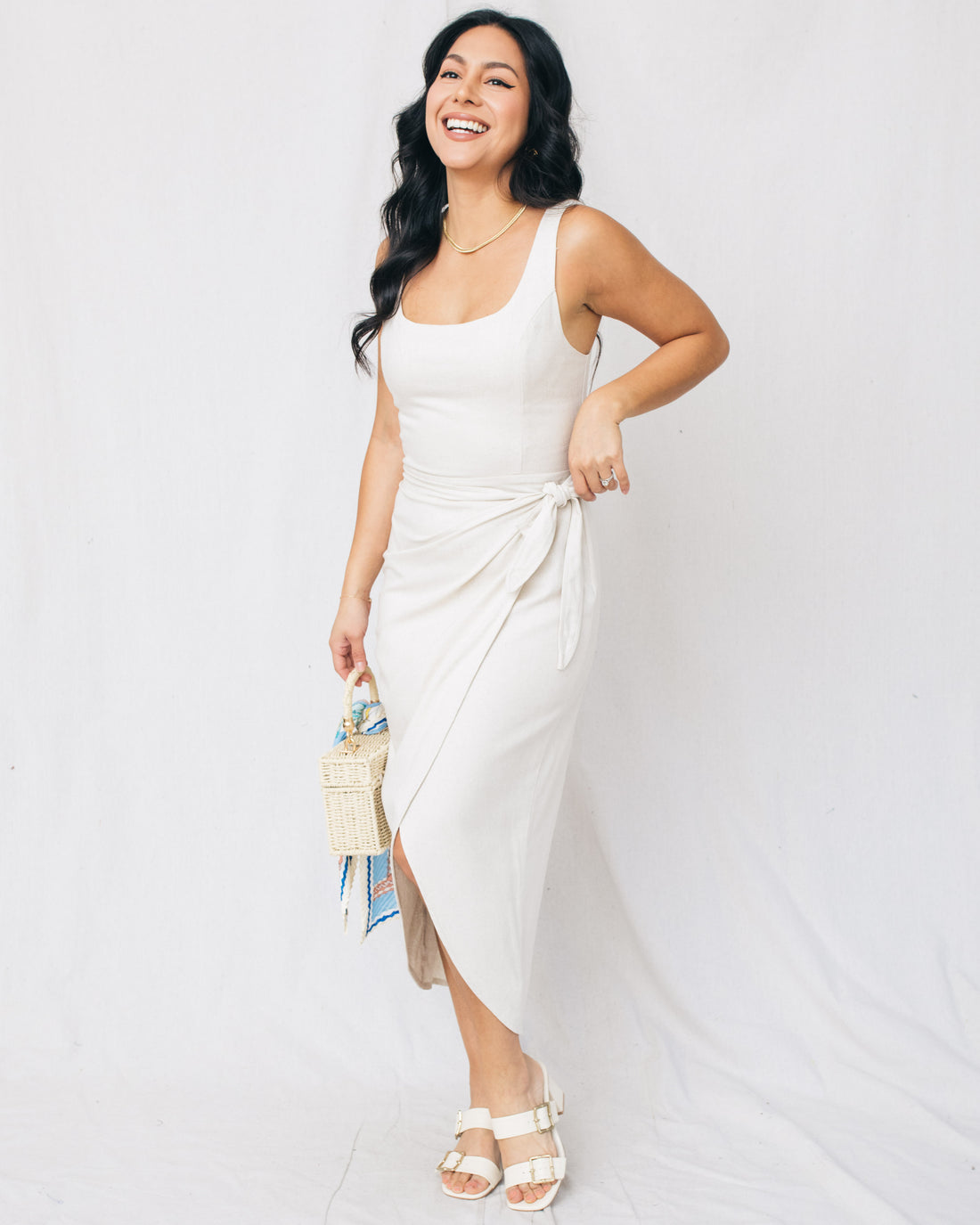 Heaven Sent Square Neck Wrap Midi Dress