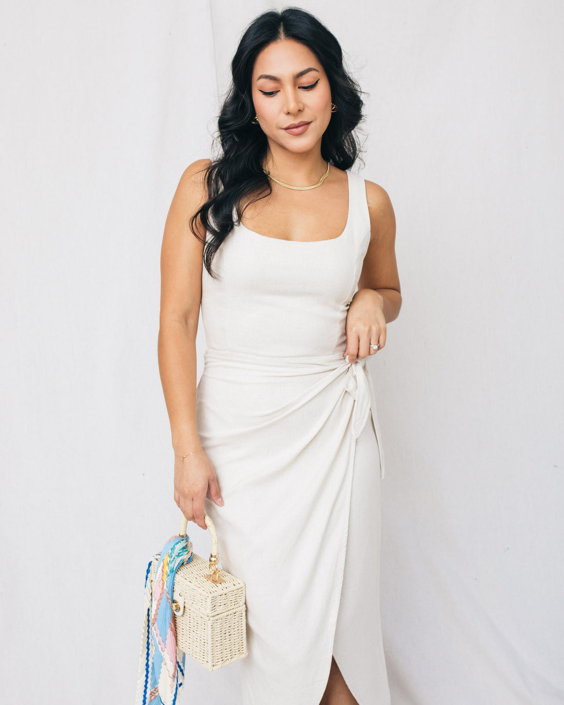 Heaven Sent Square Neck Wrap Midi Dress