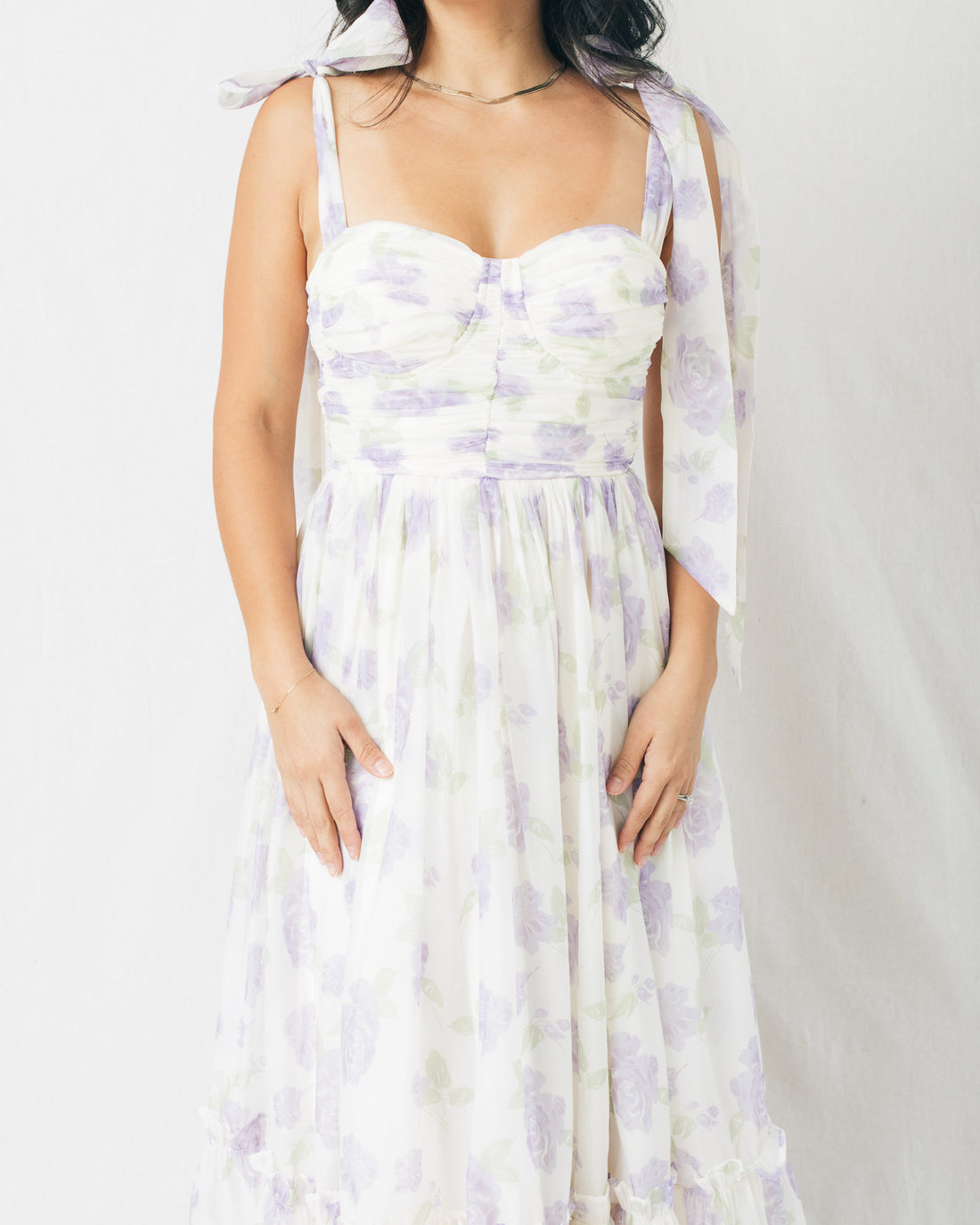 Viola Floral Ruched Tiered Midi Dress