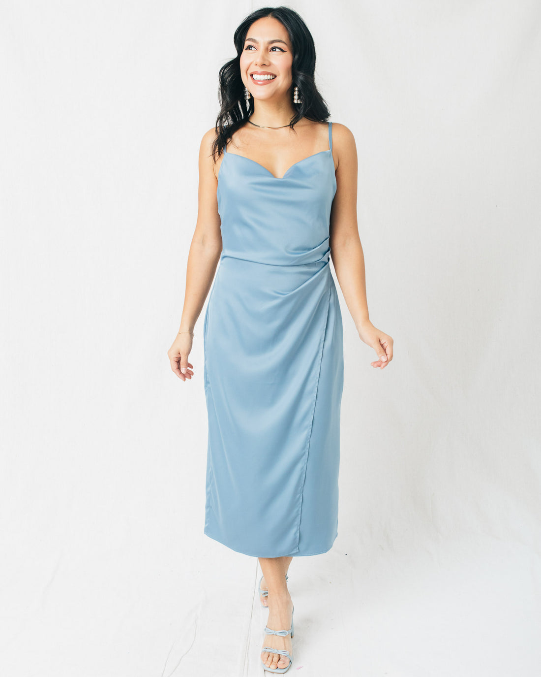 Emma Cowl Neck Slip Midi Dress