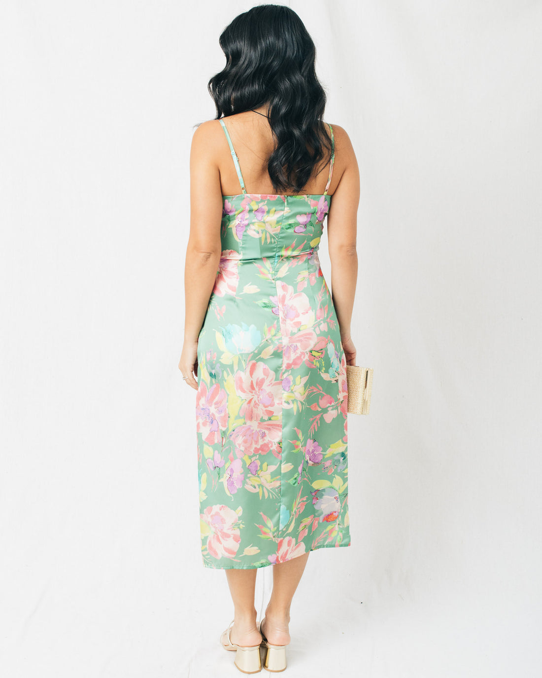 Kat Floral Print Satin Midi Dress