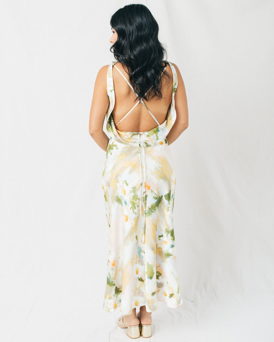 Sydney Floral Cowl Neck Midi Dress