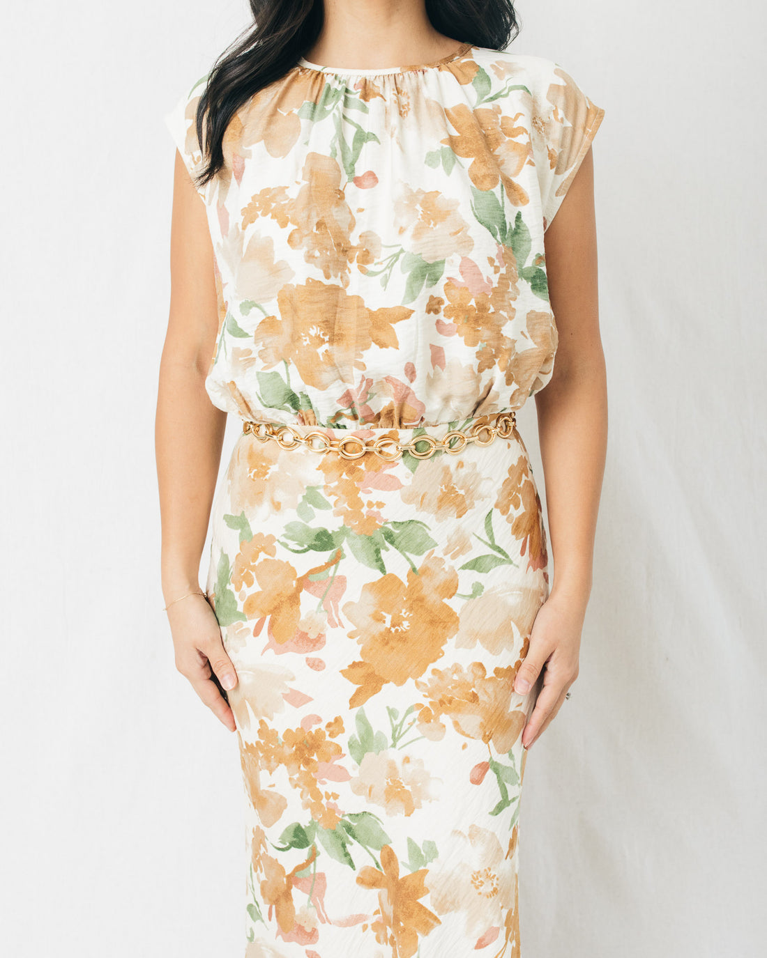 Saraya Loose Fit Floral Woven Midi Dress