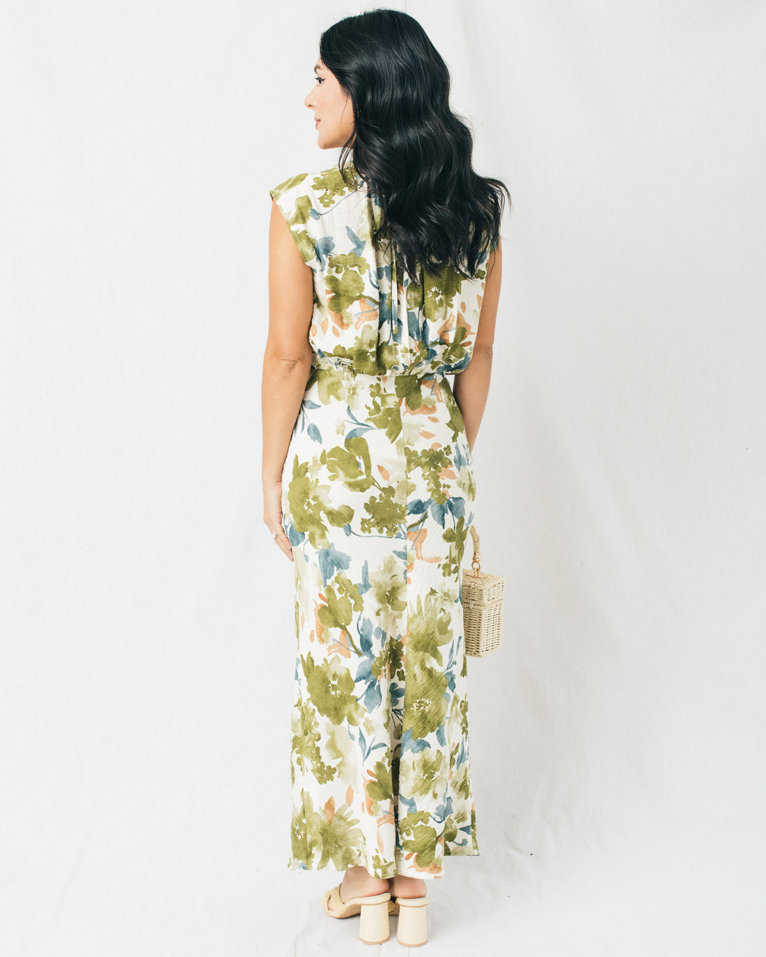 Saraya Loose Fit Floral Woven Midi Dress