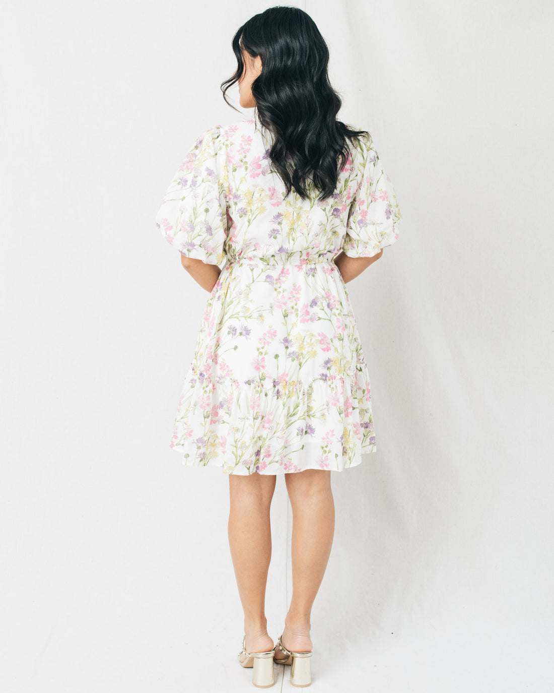 Lita Waist Drawstring Floral Shift Mini Dress