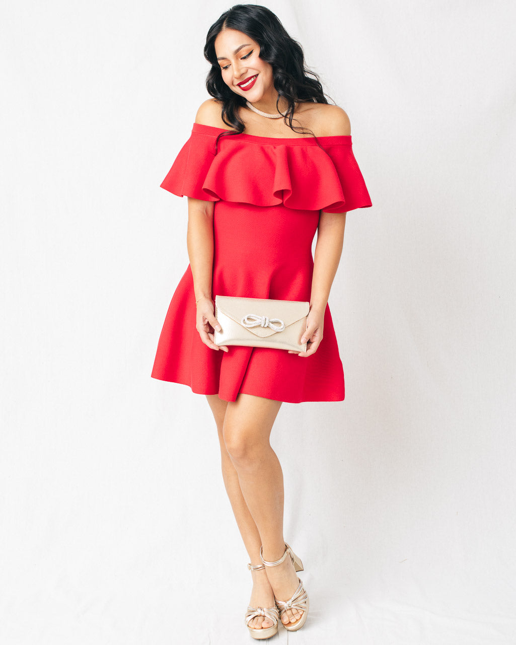 Dennet Off The Shoulder Flare Mini Dress