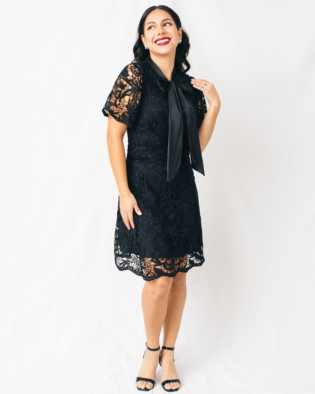 Abilene Bow Tie Lace Mini Dress