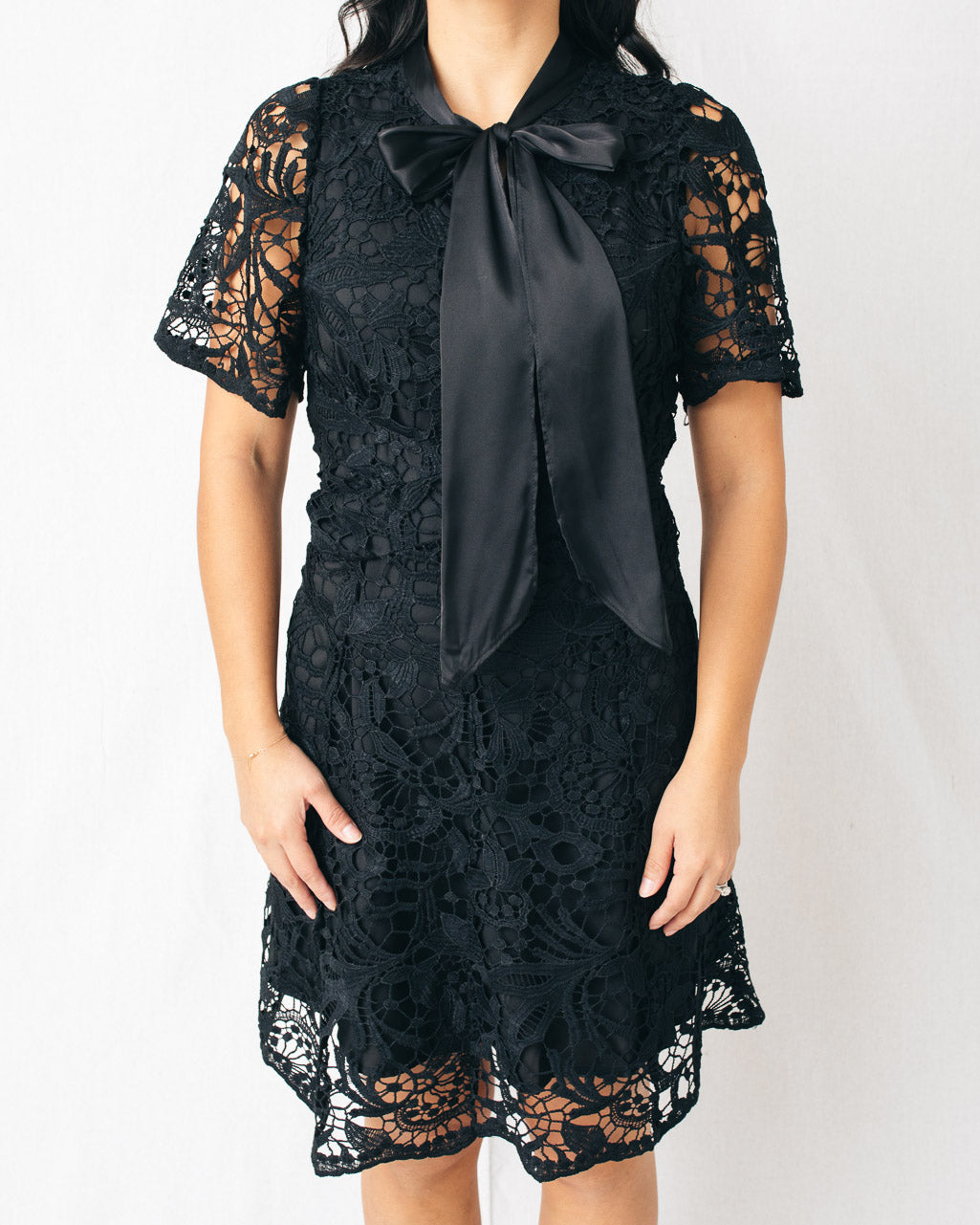 Abilene Bow Tie Lace Mini Dress