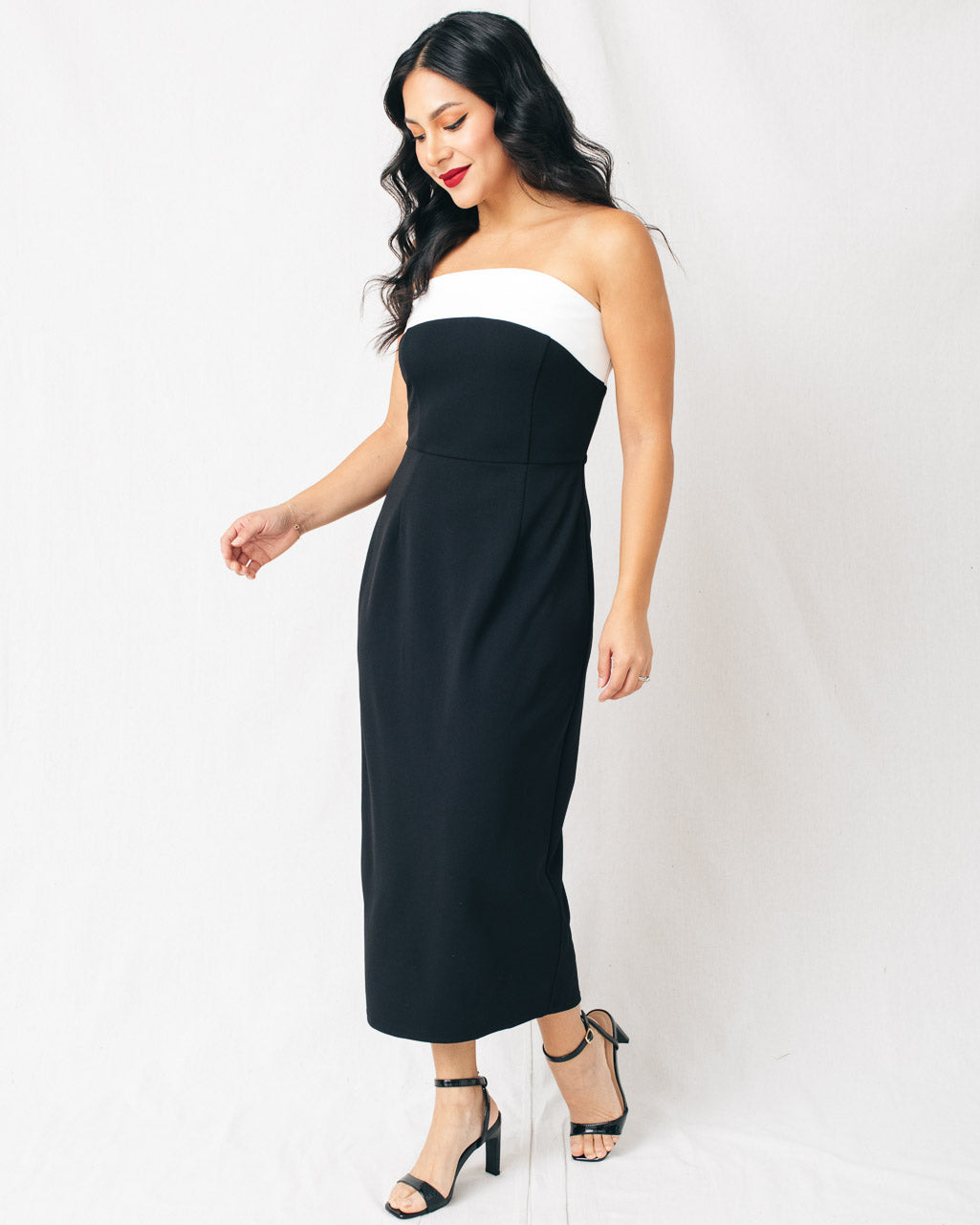 Stella Strapless Color Block Midi Dress