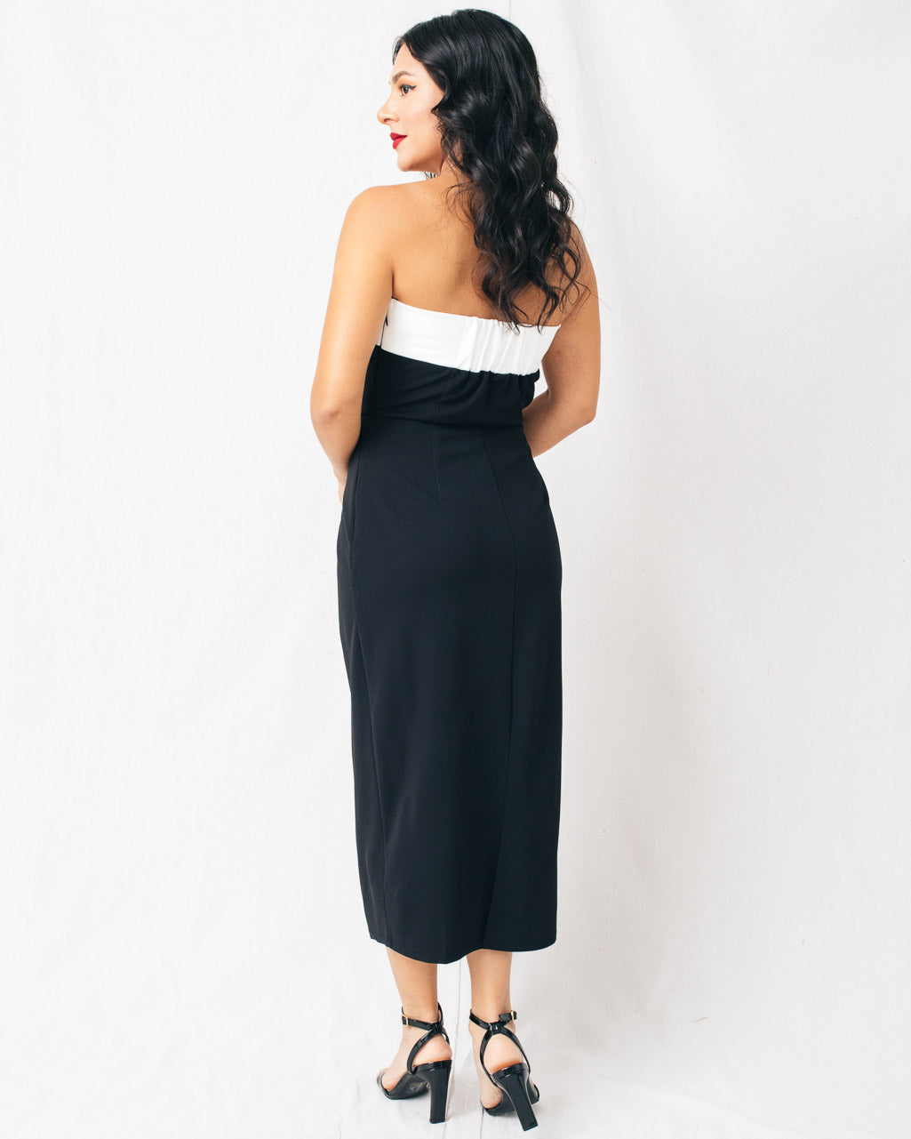 Stella Strapless Color Block Midi Dress