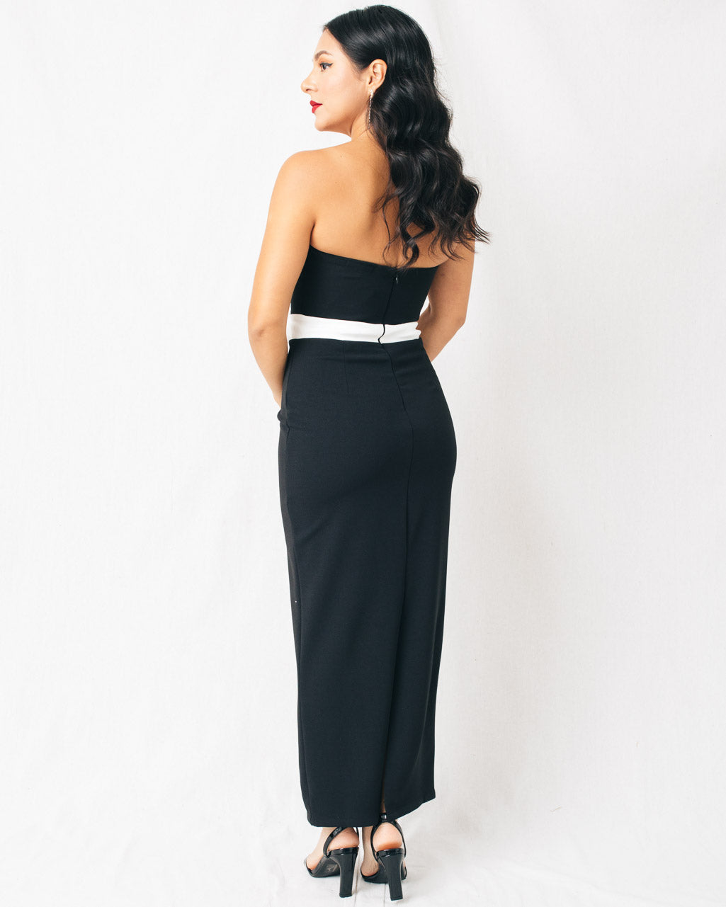 It's A Wrap Contrast Waist Bow Strapless Midi Dress