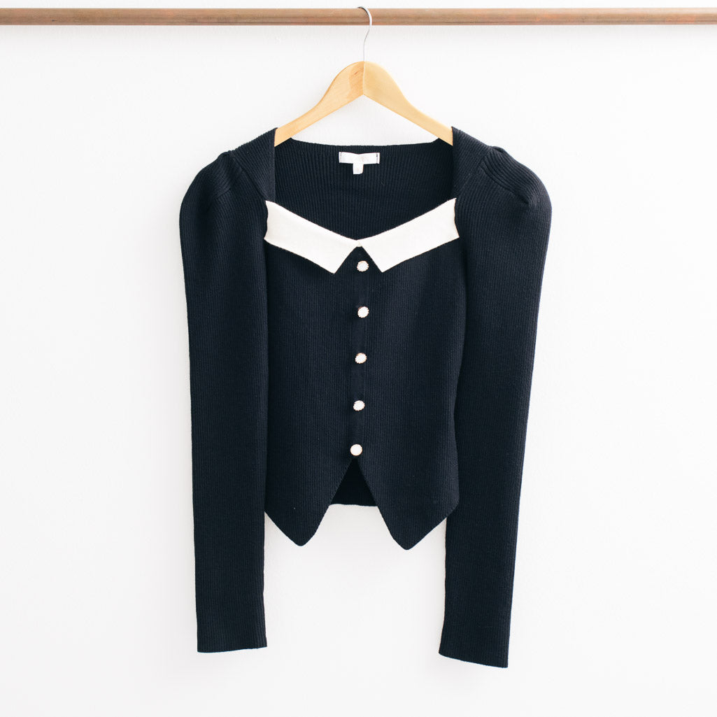 Piper Button Down Split Front Ribbed Sweater