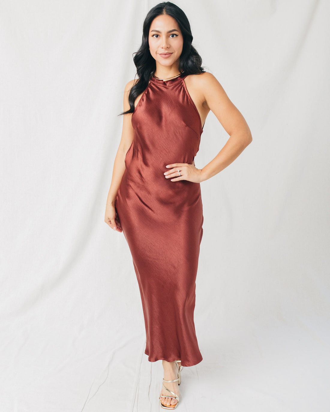 Gianella Halter Neck Open Back Maxi Dress