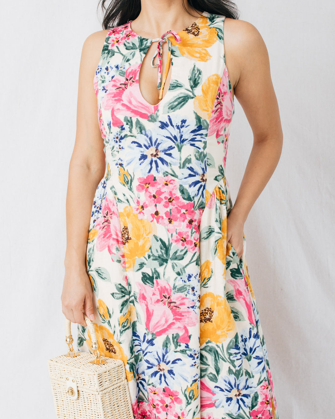 Marley Floral Neck Tie Detail Maxi Dress