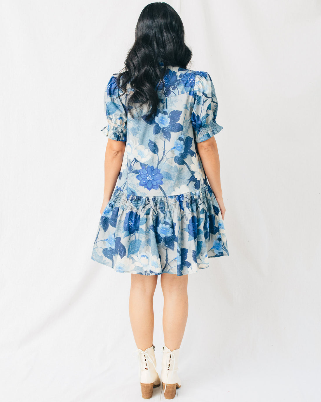 Sierra Ruffled V-Neck w/Tie Drop Waist Mini Dress