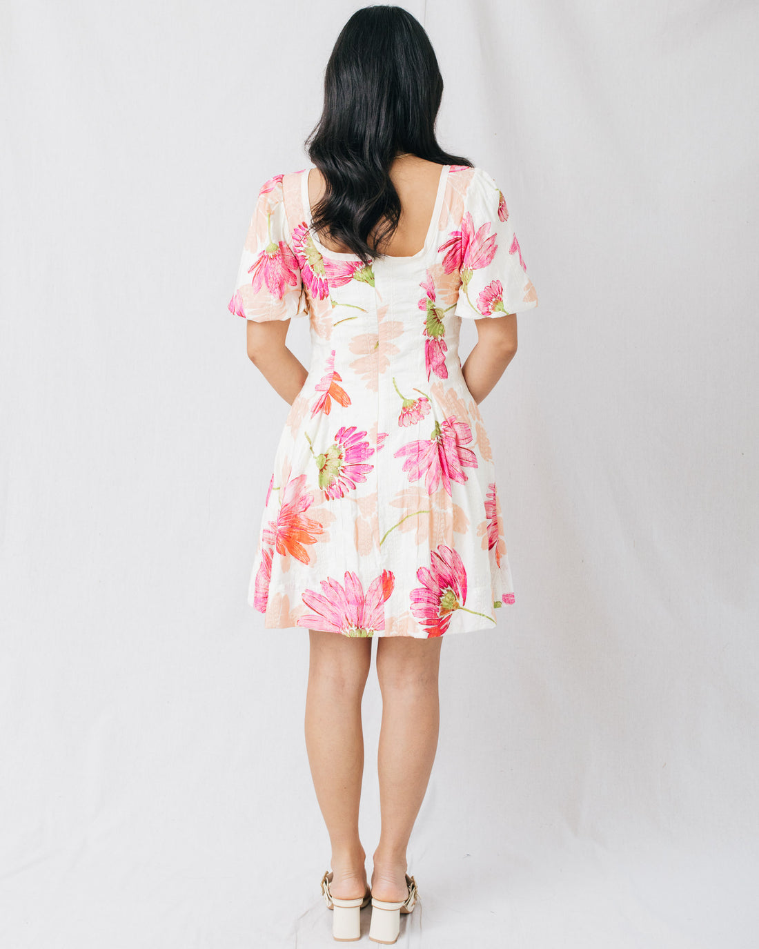 Spring Gardens Puff Sleeves Fit & Flare Printed Mini Dress