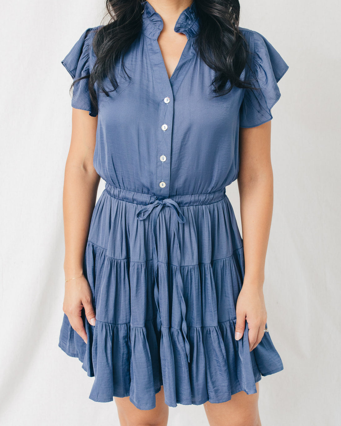 Catherine Button Down Tiered Mini Dress