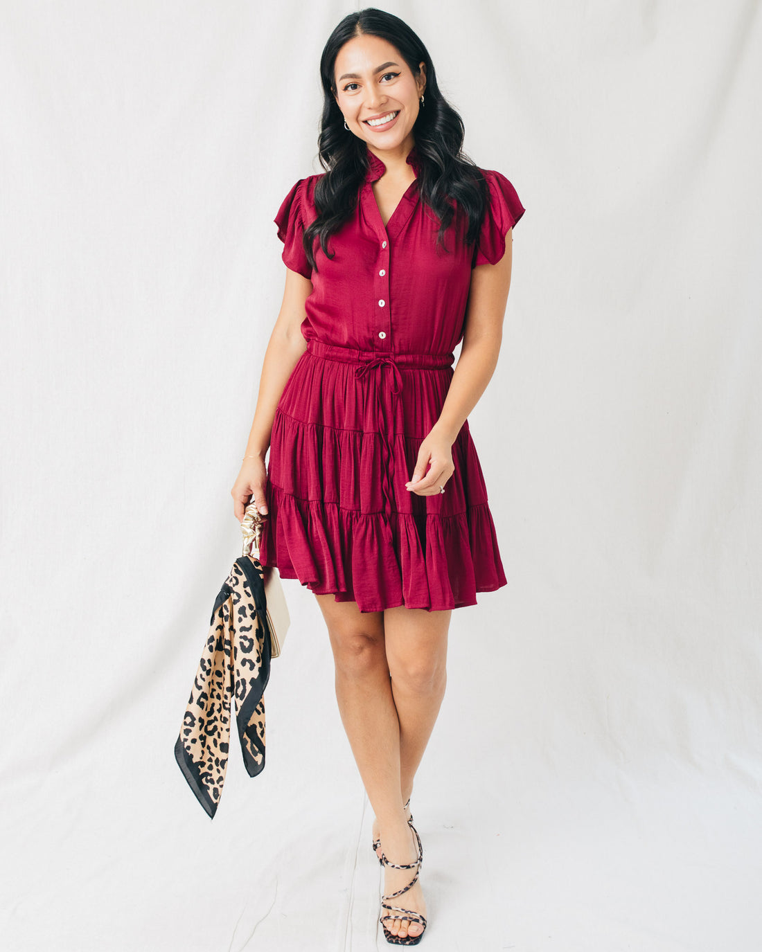Catherine Button Down Tiered Mini Dress