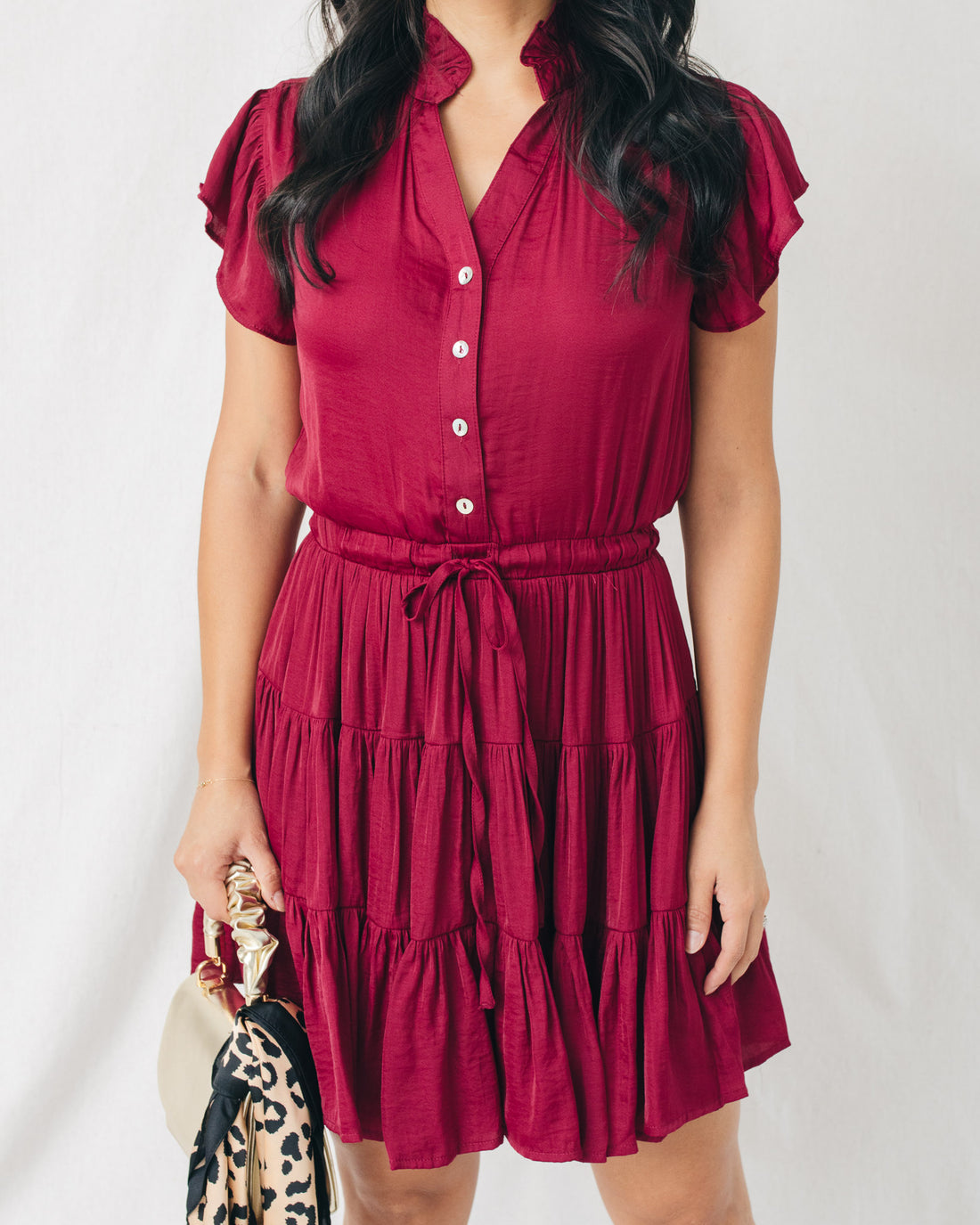 Catherine Button Down Tiered Mini Dress