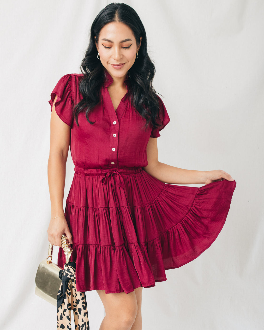 Catherine Button Down Tiered Mini Dress