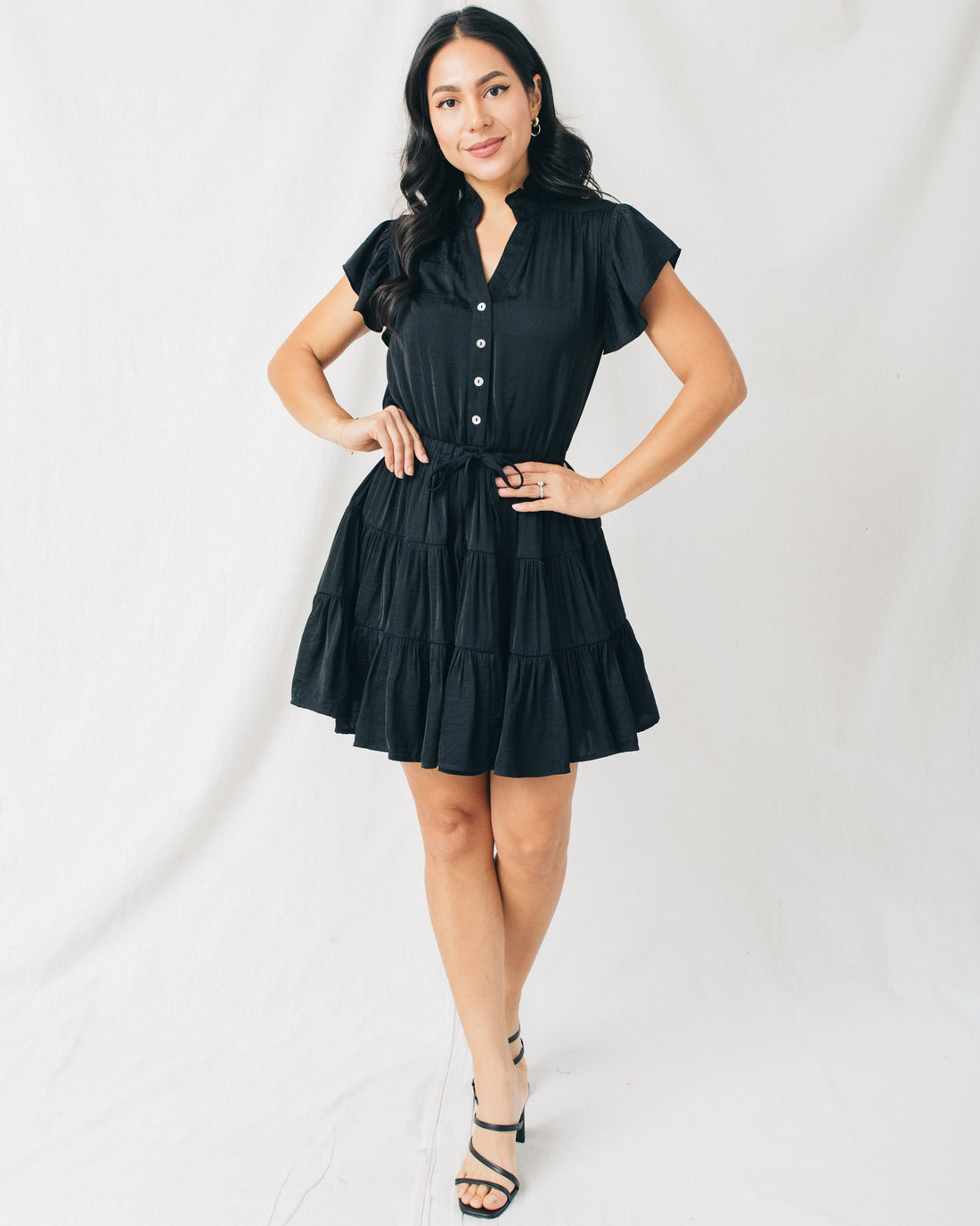 Catherine Button Down Tiered Mini Dress
