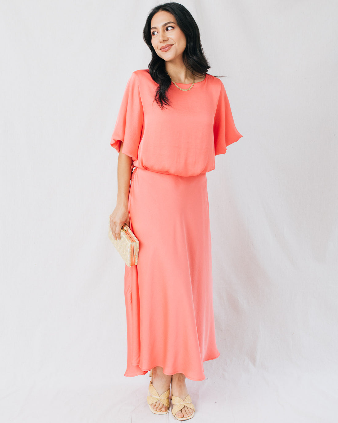 Demure Washed Silk Bubble Sleeve Crop Top