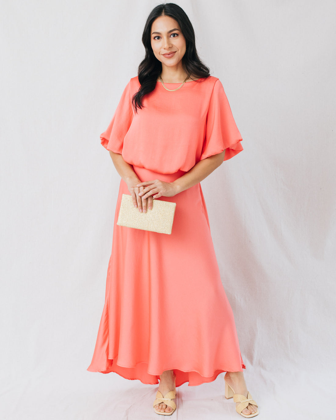 Demure Washed Silk Bubble Sleeve Crop Top