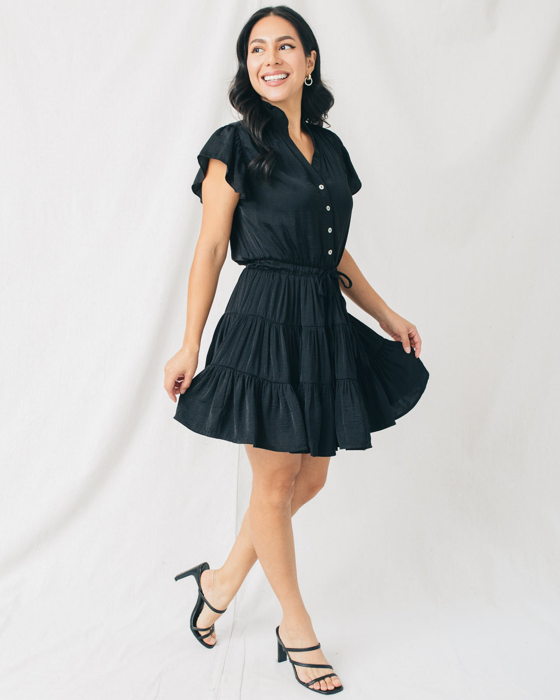 Catherine Button Down Tiered Mini Dress