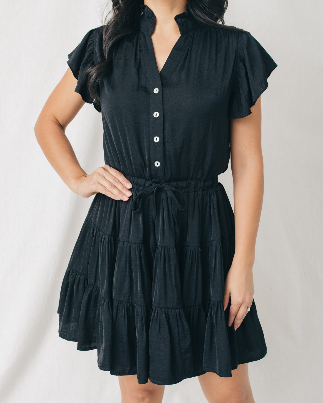 Catherine Button Down Tiered Mini Dress