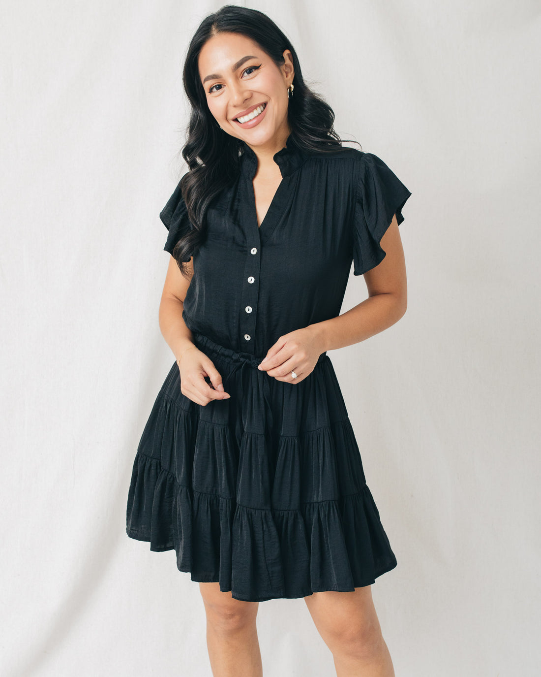 Catherine Button Down Tiered Mini Dress