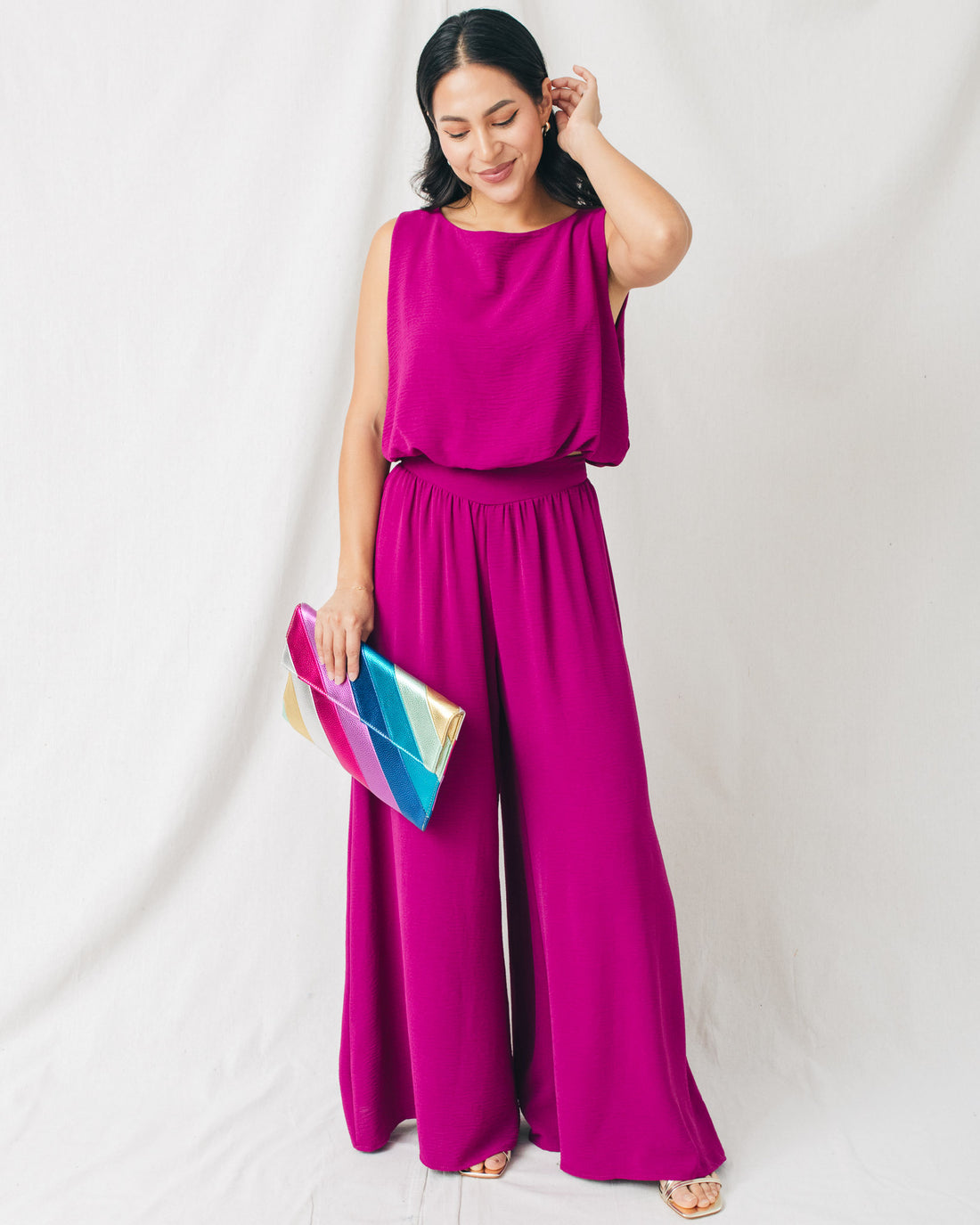Bon Temps Crepe Bubble Crop Top