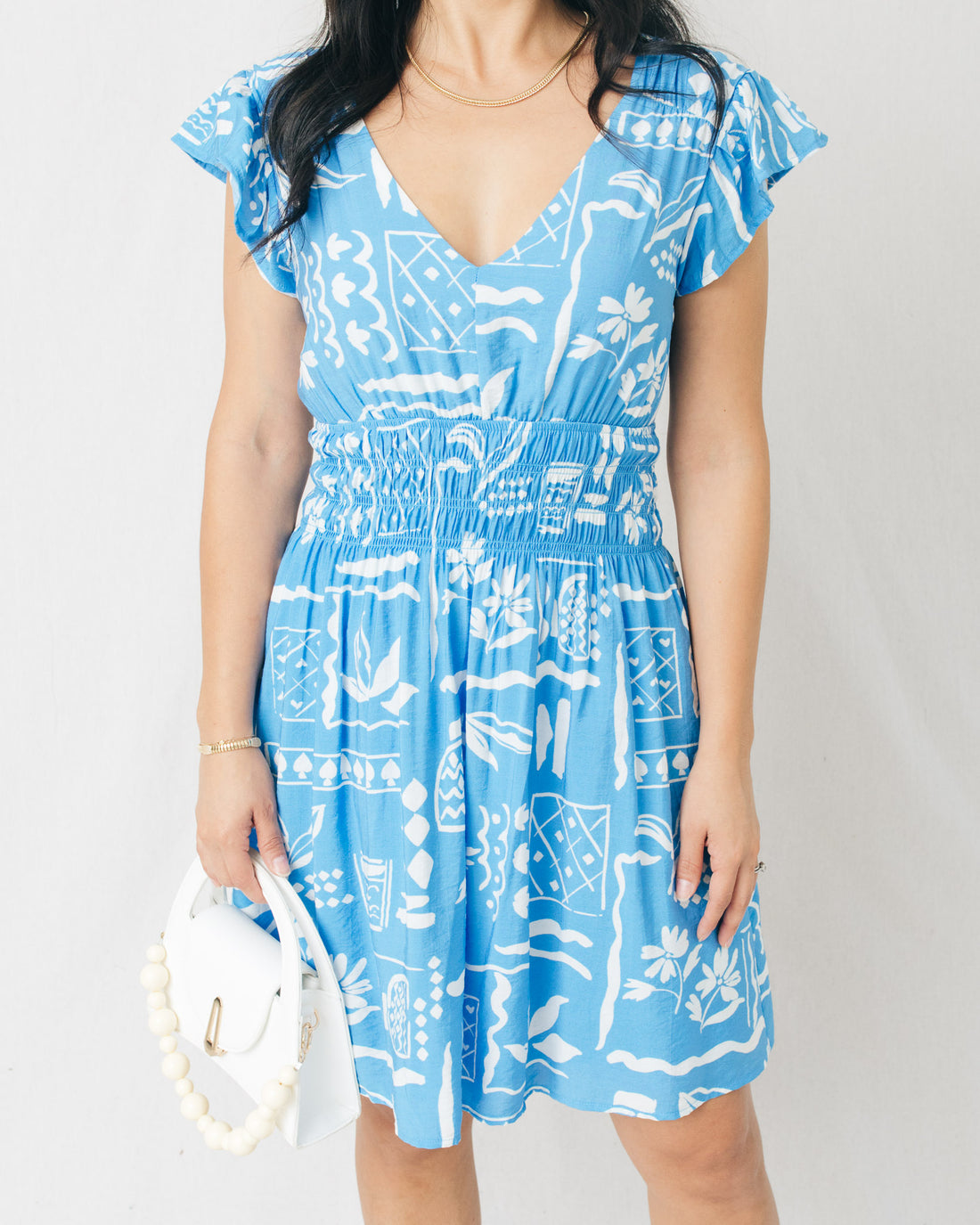 Aloha Boho V-Neck Ruffle Printed Mini Dress