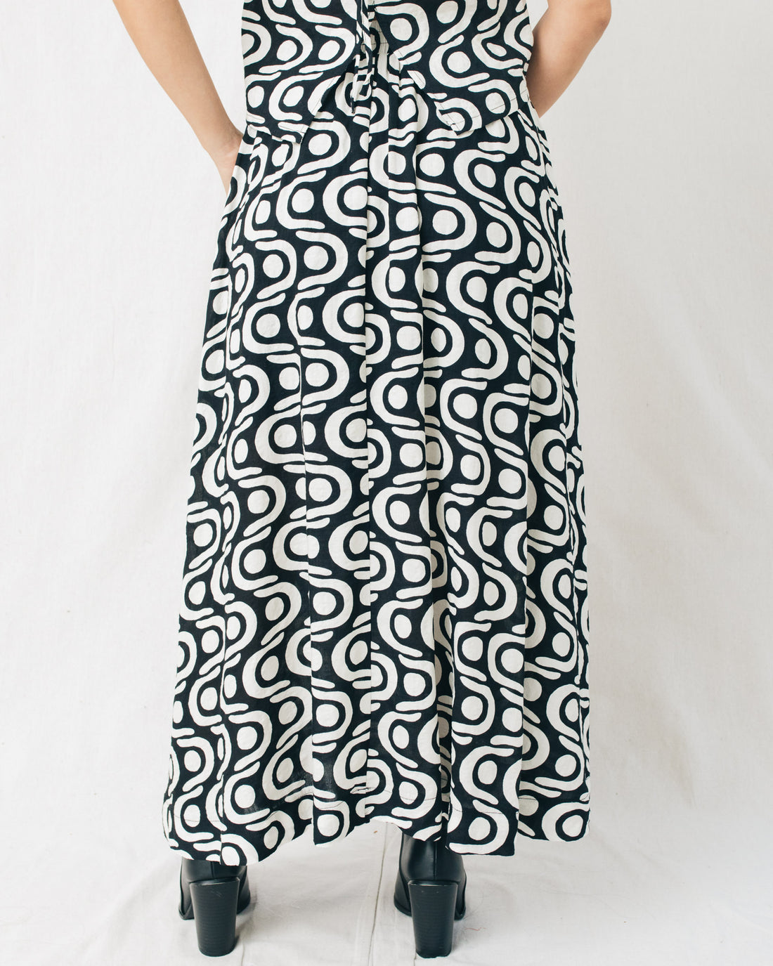Kamila Geo Pattern Pleated Midi Skirt