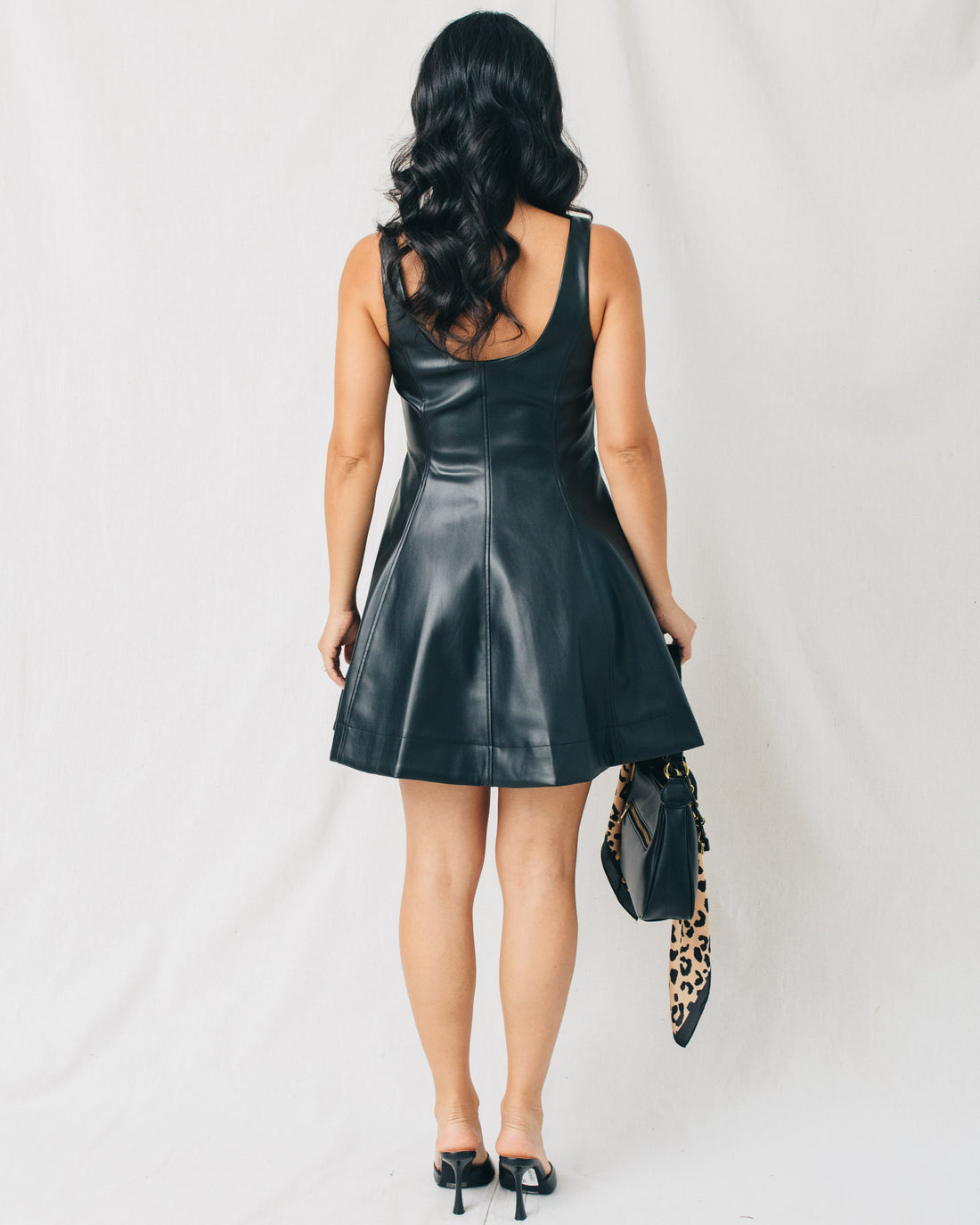 Sonia Front Zip Up Leather Mini Dress