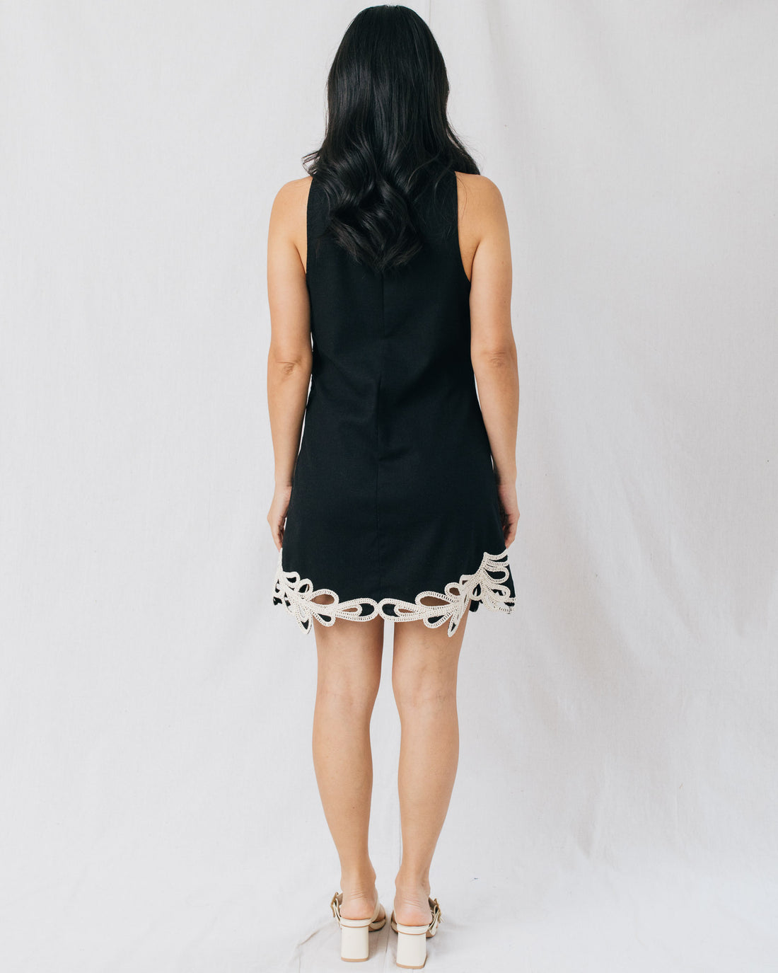 Nomi Embroidery Trim A-Line Mini Dress