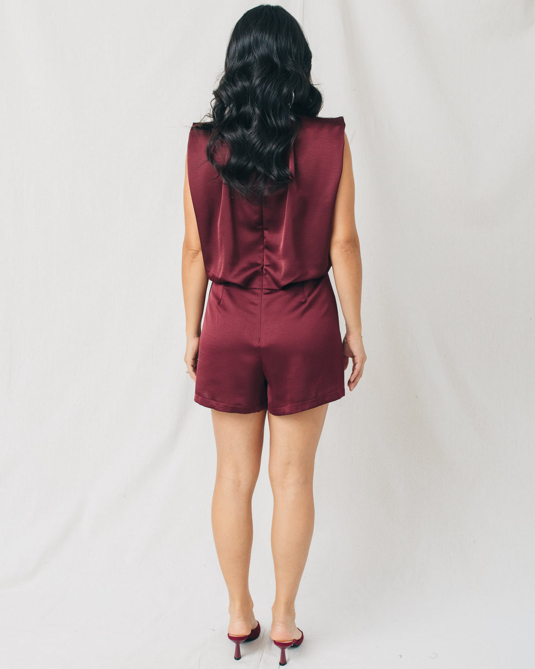 Michelle Round Neck Pleated Front Romper